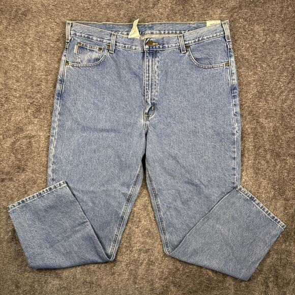 Carhartt Men’s 38x34 Blue Denim Jeans Traditional Fit Tapered Leg NWT - Picture 1 of 9